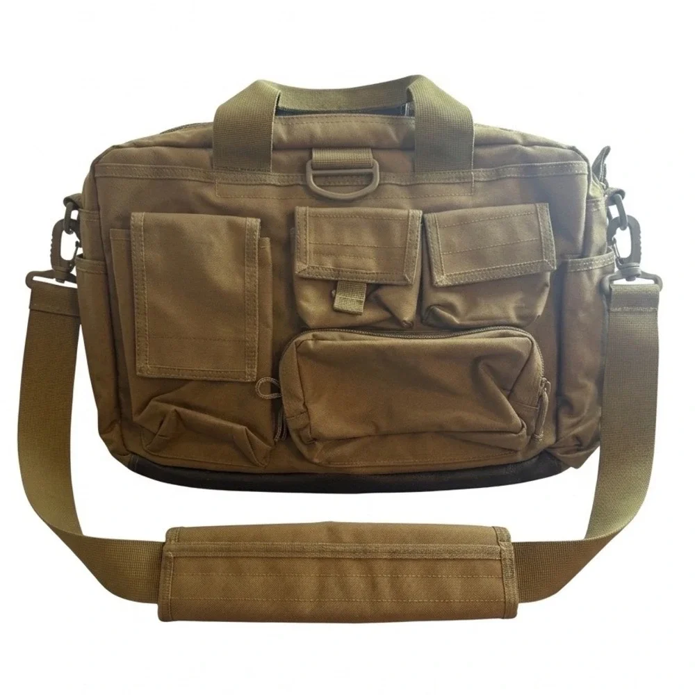 Coyote Brown Tactical Messenger Bag Multi Pocket Utility Laptop Case Work Bag